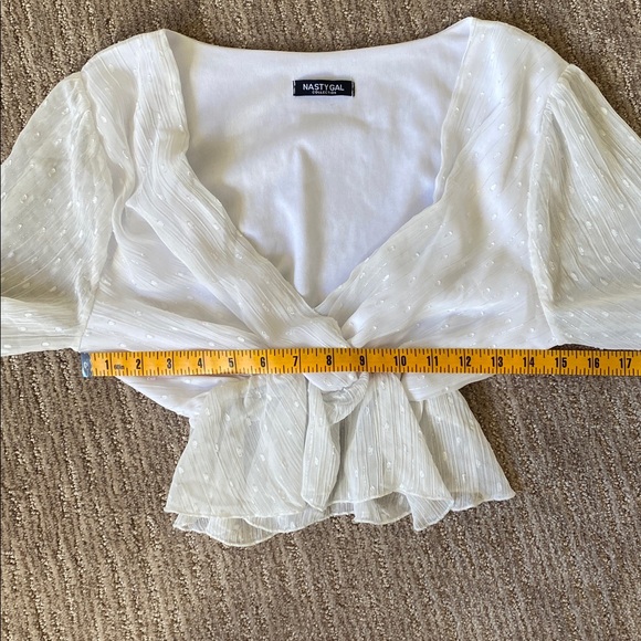 Nasty Gal White Sheer Cropped Blouse - Picture 11 of 12